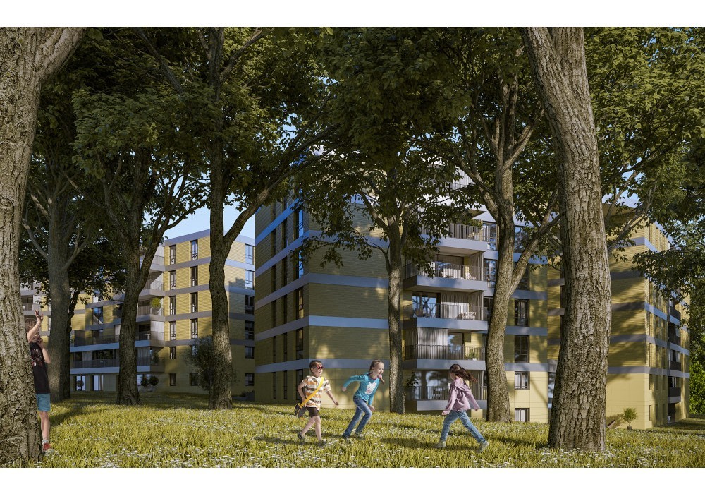 Rendu 3D - Façade Nord-Est de l'immeuble D1